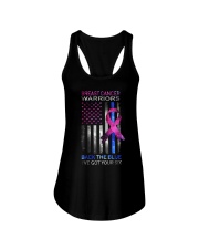 Breast cancer warriors back the blue Ladies Flowy Tank tile