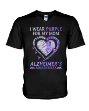 I wear purple for my mom V-Neck T-Shirt tile