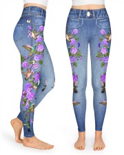 Fibromyalgia Awareness Denim Pattern Print High Waist Leggings front