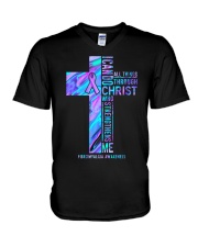 I can do all things through Christ who strengthens V-Neck T-Shirt tile