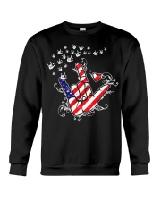 I love you hand sign American flag Crewneck Sweatshirt front