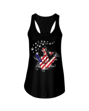 I love you hand sign American flag Ladies Flowy Tank tile