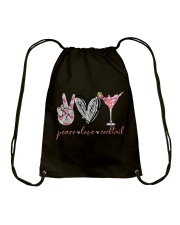 Peace Love Cocktail Drawstring Bag tile