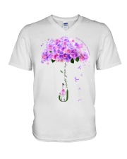 Never give up V-Neck T-Shirt tile