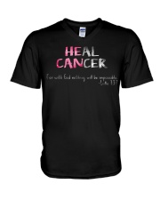Heal cancer V-Neck T-Shirt tile