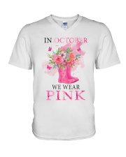 In October we wear Pink V-Neck T-Shirt tile