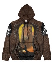 Love horses Leather pattern print Women's All Over Print Hoodie tile