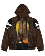 Love horses Leather pattern print Women's All Over Print Full Zip Hoodie tile