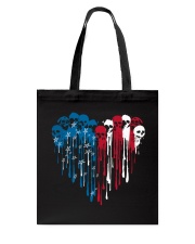 Skull heart American flag Tote Bag tile