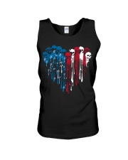 Skull heart American flag Unisex Tank tile