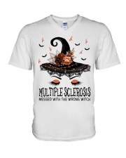 MS messed with the wrong witch V-Neck T-Shirt tile