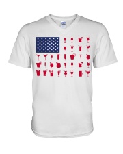 Gin Cocktails American flag V-Neck T-Shirt tile