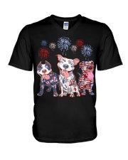 Patriotic Pitbulls V-Neck T-Shirt tile