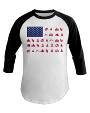 Camping American flag Baseball Tee tile