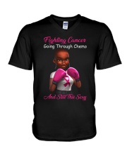 Fighting cancer V-Neck T-Shirt tile