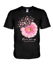Never give up V-Neck T-Shirt tile
