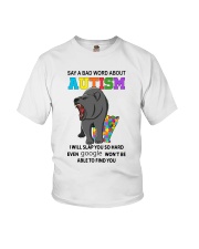 Say a bad world about autism Youth T-Shirt tile