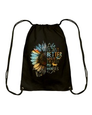 Life is better Drawstring Bag tile