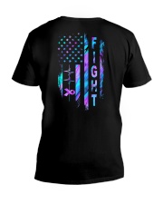 Fight Stomach Cancer American flag V-Neck T-Shirt tile
