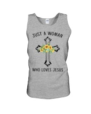 Just a woman who love Jesus Unisex Tank tile