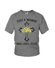 Just a woman who love Jesus Youth T-Shirt tile