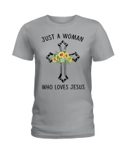 Just a woman who love Jesus Ladies T-Shirt tile