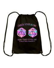 Check your boobs Drawstring Bag tile