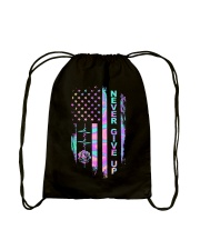 Never give up Drawstring Bag tile