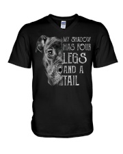 My shadow has four legs and a tail V-Neck T-Shirt tile