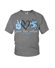 Peace love Autism Youth T-Shirt tile