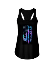 Camping American flag Ladies Flowy Tank tile