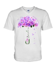 Never give up V-Neck T-Shirt tile
