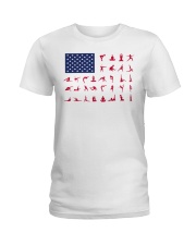 Yoga American flag Ladies T-Shirt tile