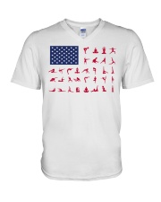 Yoga American flag V-Neck T-Shirt tile