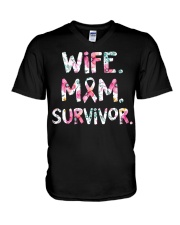 Wife Mom Survivor V-Neck T-Shirt tile