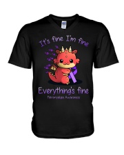 It's fine I'm fine V-Neck T-Shirt tile
