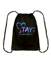 Please stay Drawstring Bag tile
