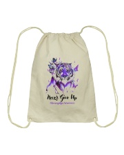 Never Give Up Drawstring Bag tile