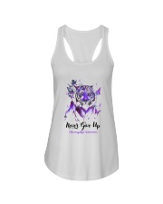 Never Give Up Ladies Flowy Tank tile