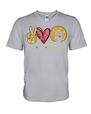 Peace Love Black queen - Printed apparels V-Neck T-Shirt tile