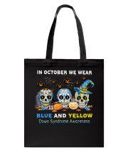 In October we wear blue and yellow Tote Bag tile