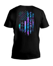 Crocheting American flag V-Neck T-Shirt tile