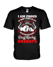 PROUD DRAG RACING GRANDPA V-Neck T-Shirt thumbnail