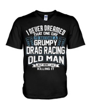 GRUMPY DRAG RACING OLD MAN V-Neck T-Shirt thumbnail