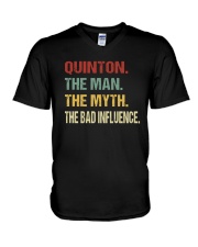 Quinton The man The myth The bad influence V-Neck T-Shirt thumbnail