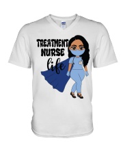 TREATMENT NURSE V-Neck T-Shirt tile