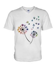 Dog Flower Fly Dandelion dog paw flower t-shirt V-Neck T-Shirt thumbnail