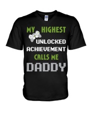 Nerdy Funny Fathers Day Gamer Dad Video Shirt V-Neck T-Shirt thumbnail