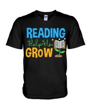 Librarian - Reading Help Us Grow V-Neck T-Shirt thumbnail