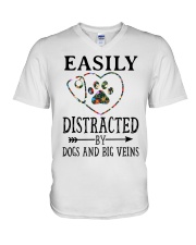 Nurse - Distracted by dogs and big veins V-Neck T-Shirt thumbnail